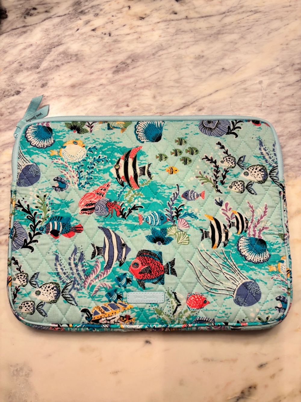 Vera Bradley Antilles Treasure laptop case blue fish underwater coral reef